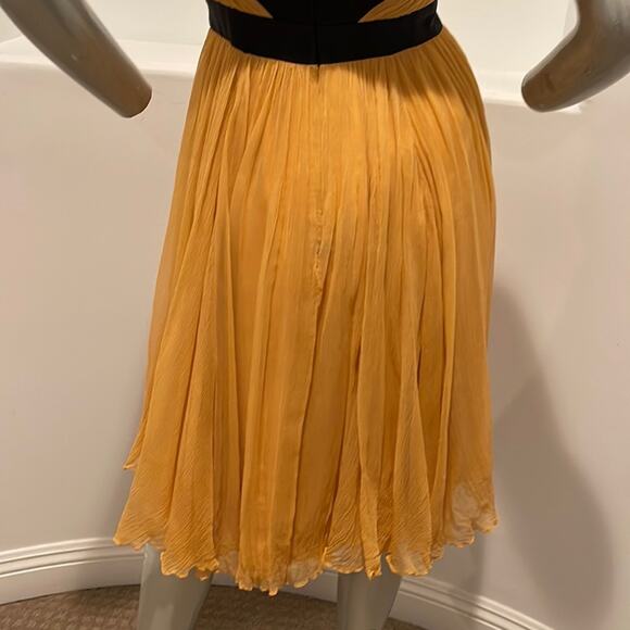 Andy The Anh Sleeveless Chiffon Yellow Black Bow Dress Size 4 - Picture 8 of 12